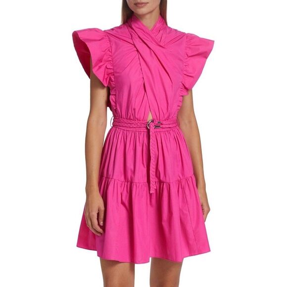 10 Crosby Derek Lam Fuchsia Ruffle Midi Dress - Picture 3 of 16